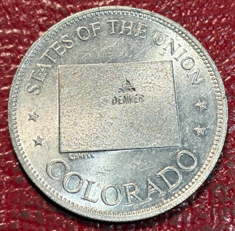 SHELL'S COIN GAME ALUMINUM STATES OF THE UNION DENVER COLORADO-MAR204