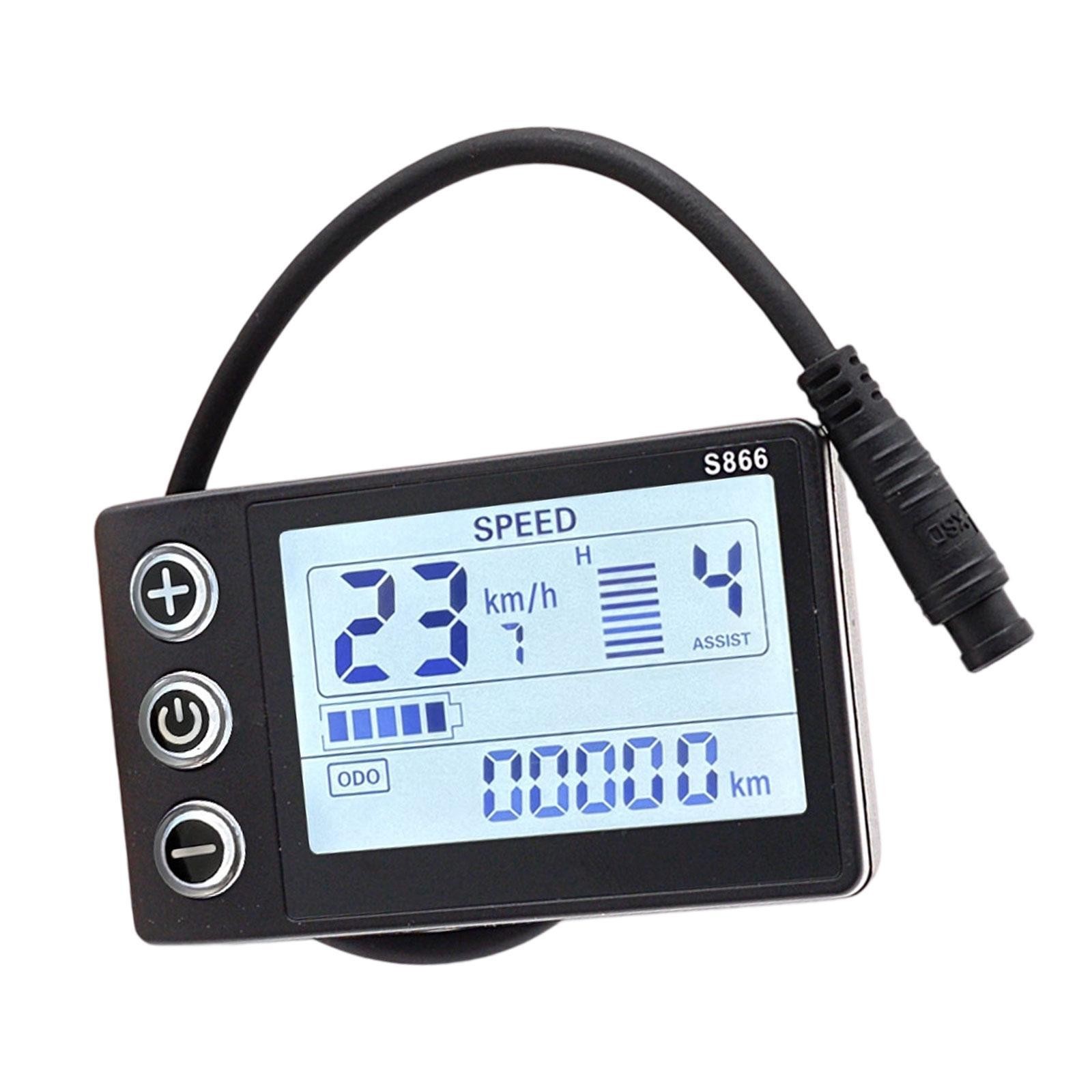 Electric Bicycle LCD S866 Display Meter with Waterproof Plug 24V 36V 48V Control