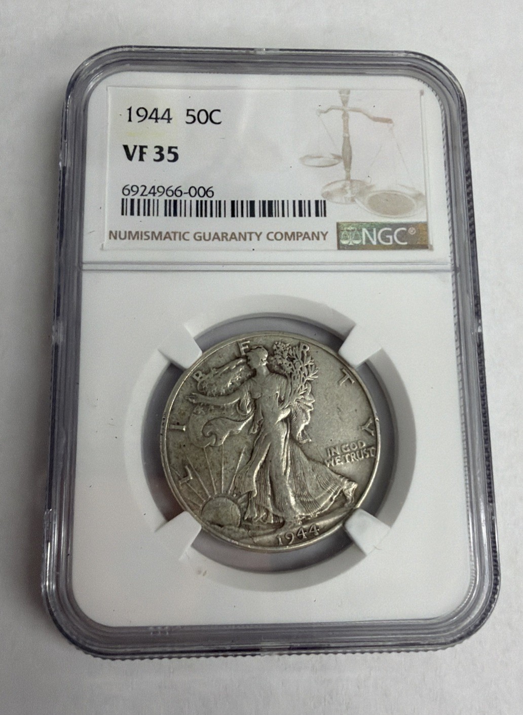1944 Walking Liberty Half Dollar NGC VF35 Silver Coin