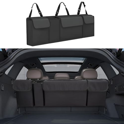 Car Trunk Organizer, Backseat Hanging Large Storage with Adjustable Black