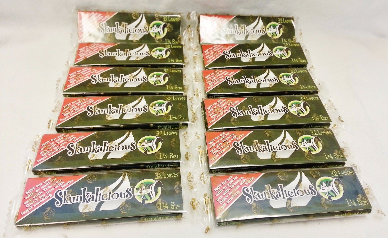 12X Skunk Brand 1 1/4 Sweet Flavored Hemp Rolling Papers 32 Leaves Per Pack