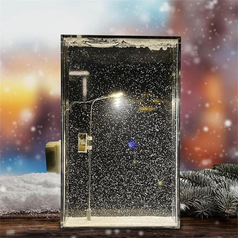 Lighted up Street Light Snow Globe Snow Scenery Streetlamp Light for Tabletop