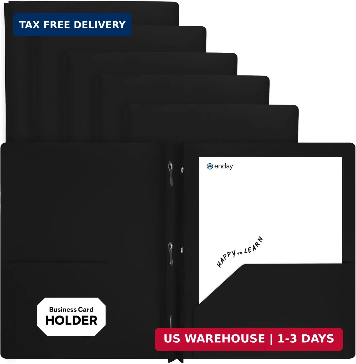Plastic Folders with Pockets and Prongs Black, Two Pocket Folder with Brads, 3 P