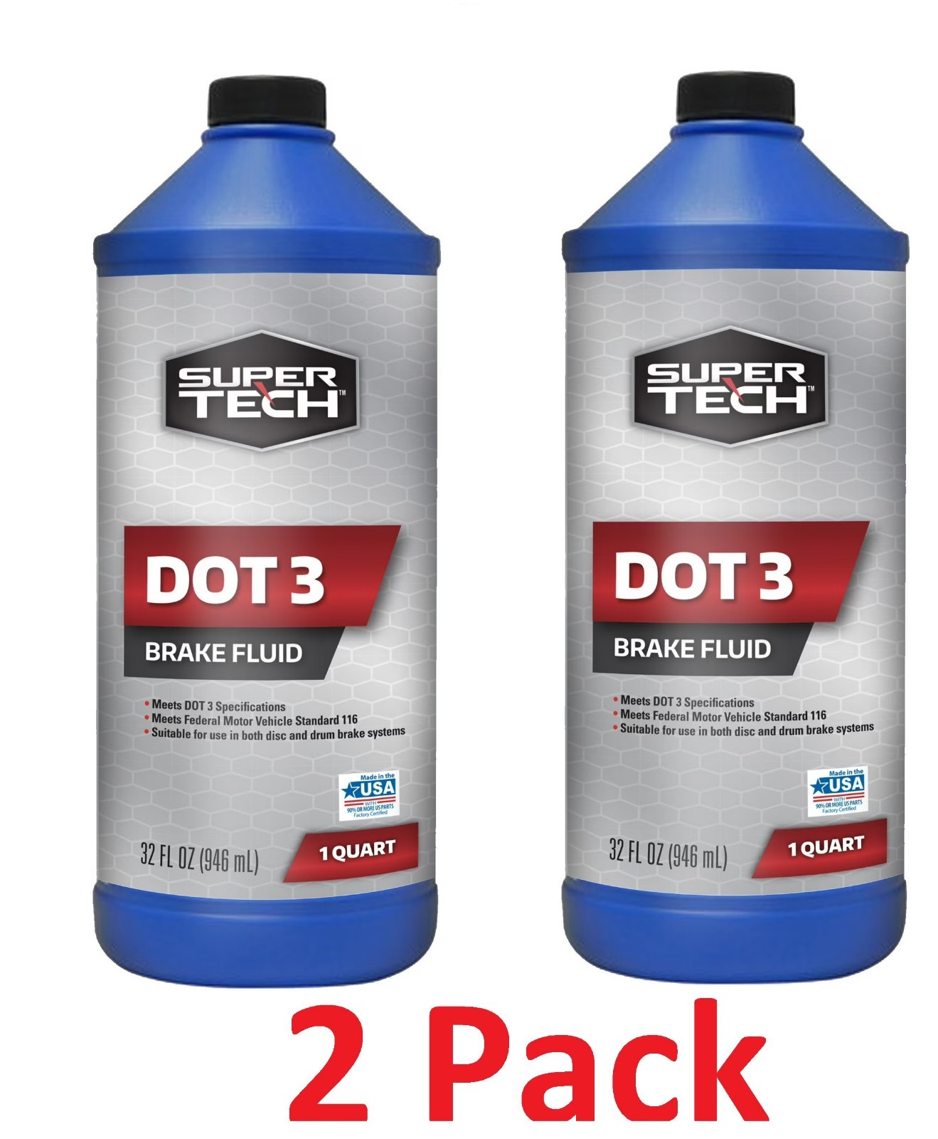 Super Tech DOT 3 Brake Fluid, 32 oz ( 2 Pack)
