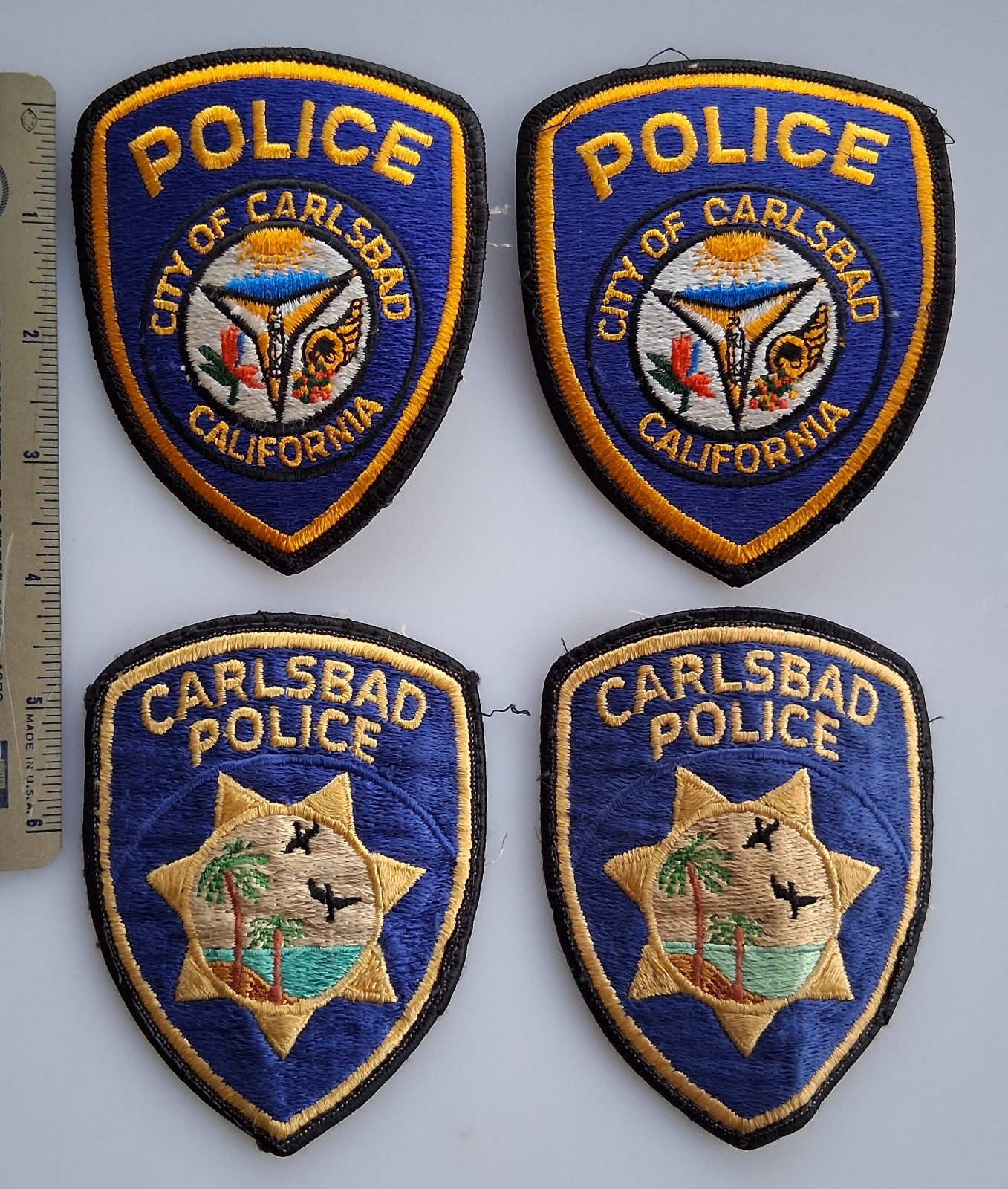 Carlsbad Police Patch Matching Pairs (4) PD Patches California San Diego Rare