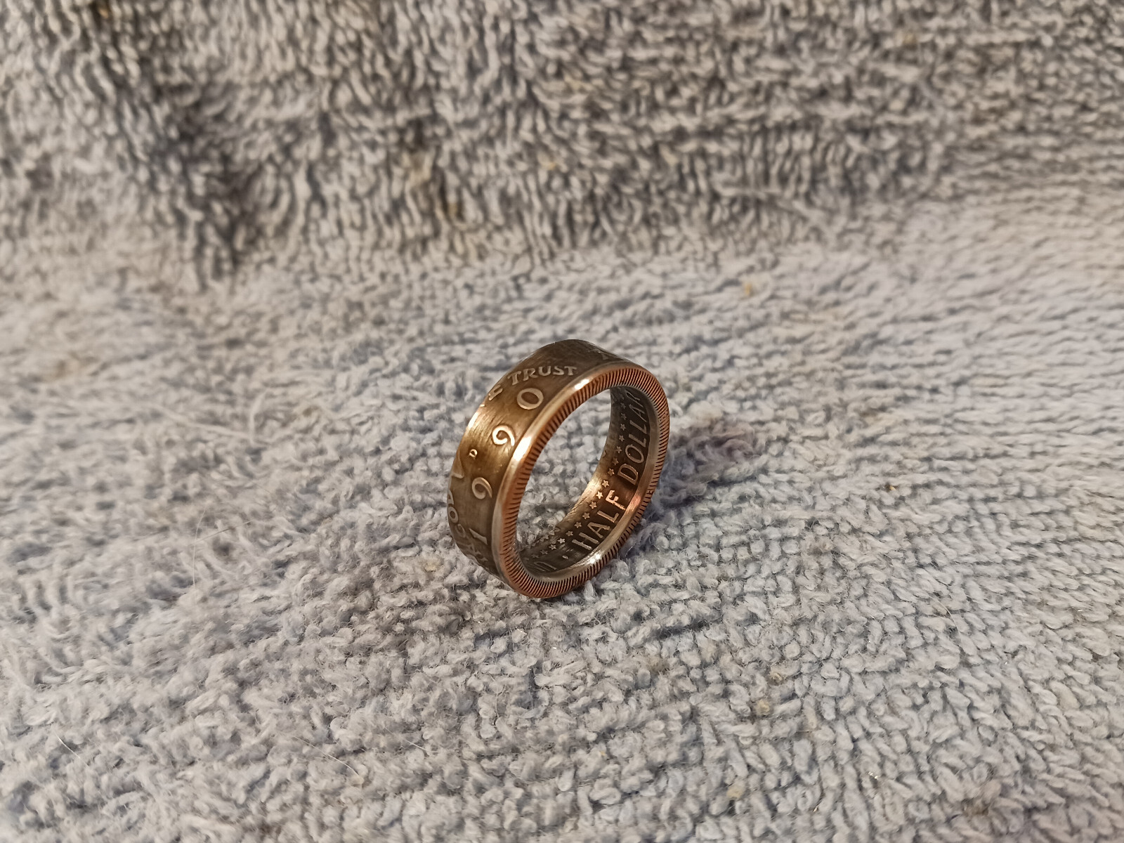 1990  Kennedy Half Dollars  size 8-1/2   coin ring  handmade mixed metals