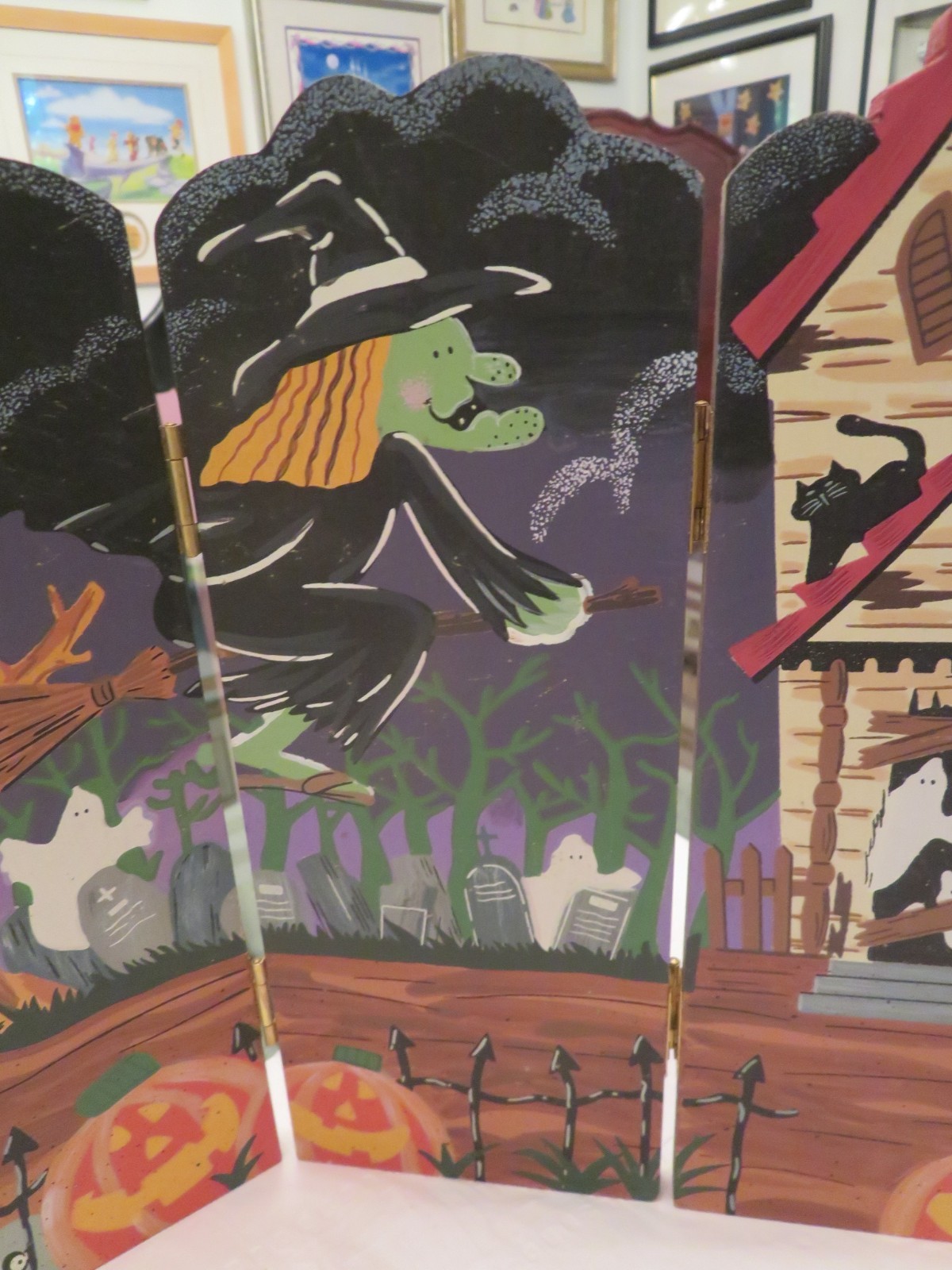 Halloween Backdrop 4 Panel 10" X 14" Wood Painted Standup