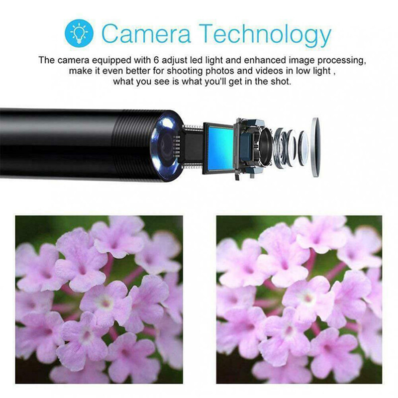 HD 8 LED Endoscope Borescope Inspection WiFi Camera Scope For iPhone Android PC