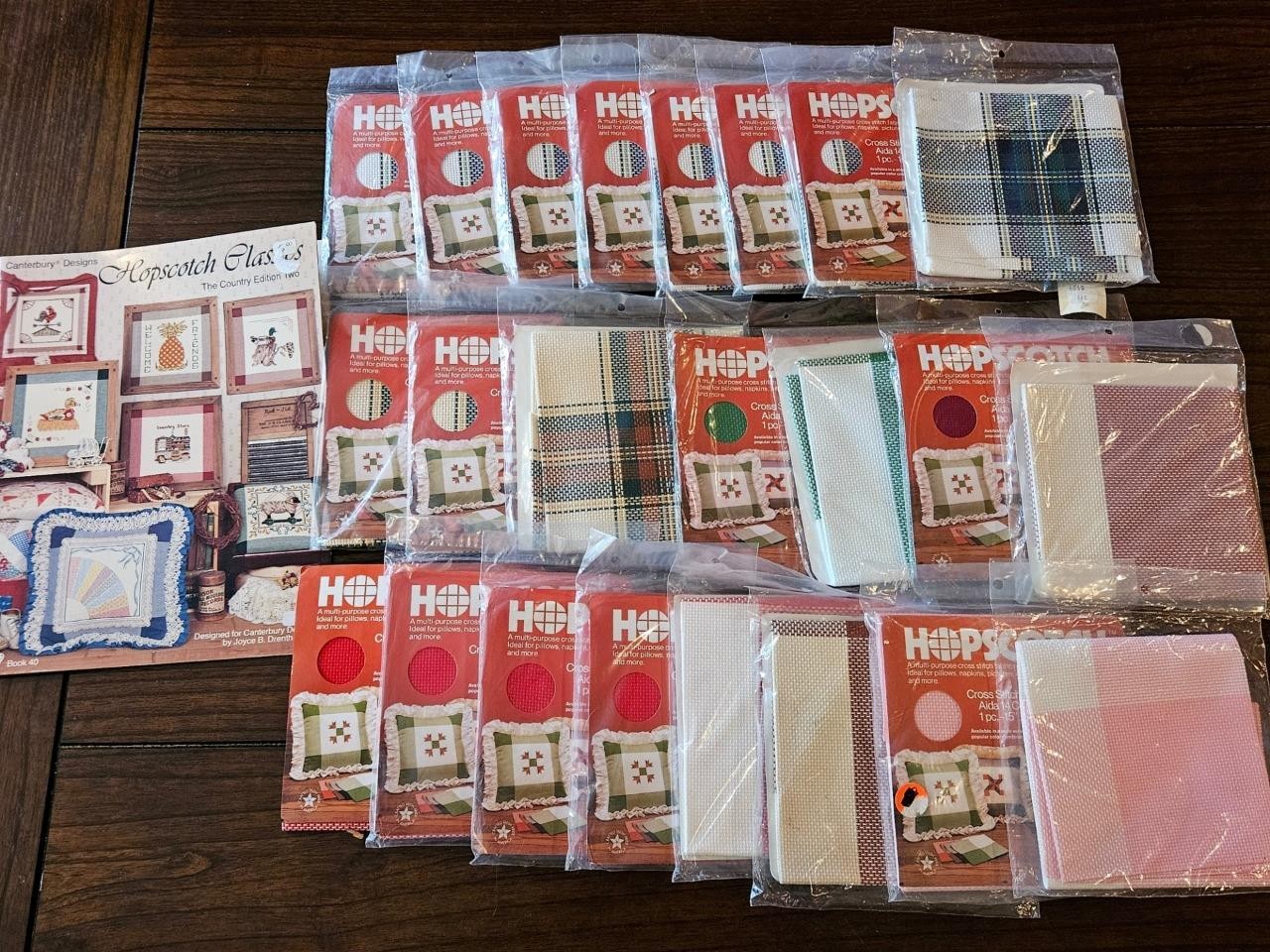 Mixed Lot 23 Hopscotch Aida 14 Ct. Cross Stitch Fabric 15"x15" Solids & Tartans