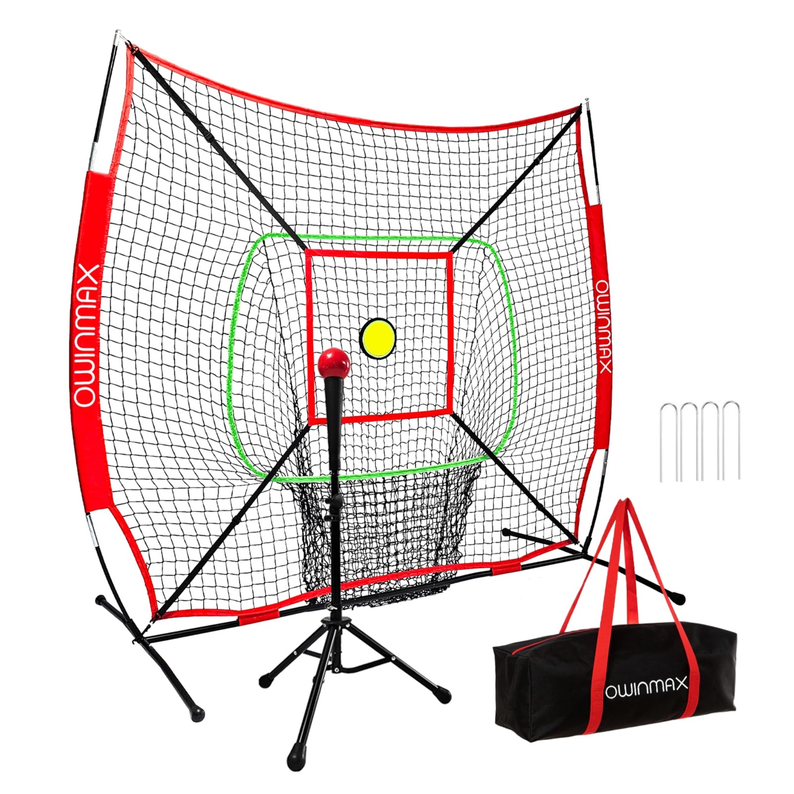 6x6FT Baseball Net, Baseball & Softball Training net with Batting Tee, Strike...