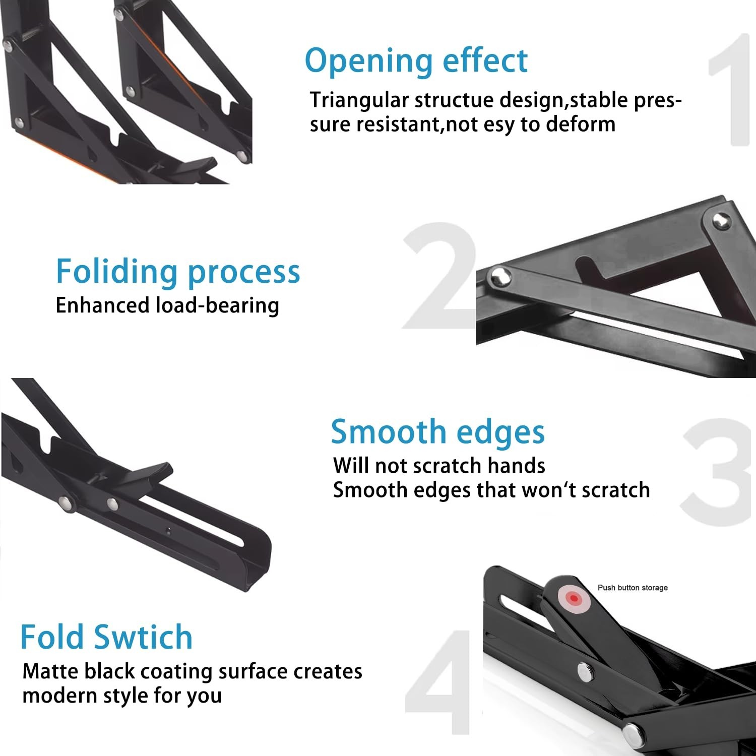 Folding Shelf Bracket 24 Inch 2PC Wall Mounted Collapsible Heavy Duty Foldabl...