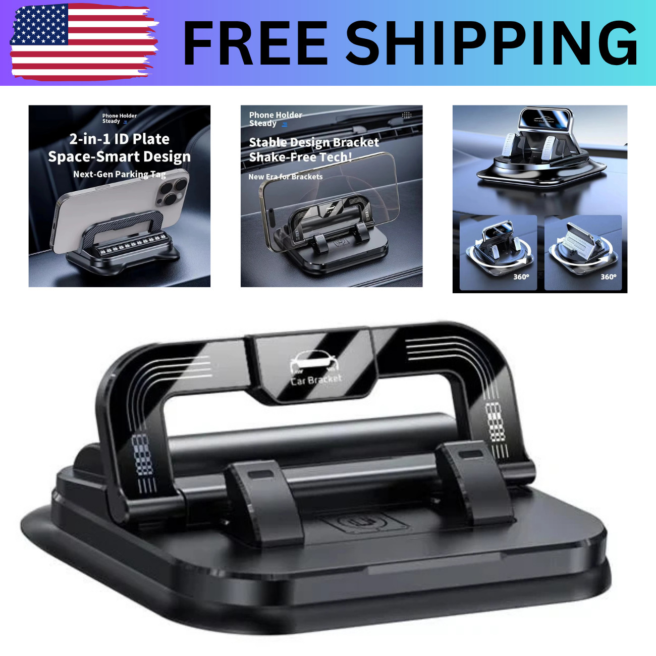 360° Rotatable Car Phone Holder Dashboard Mount Universal Mobile Stand