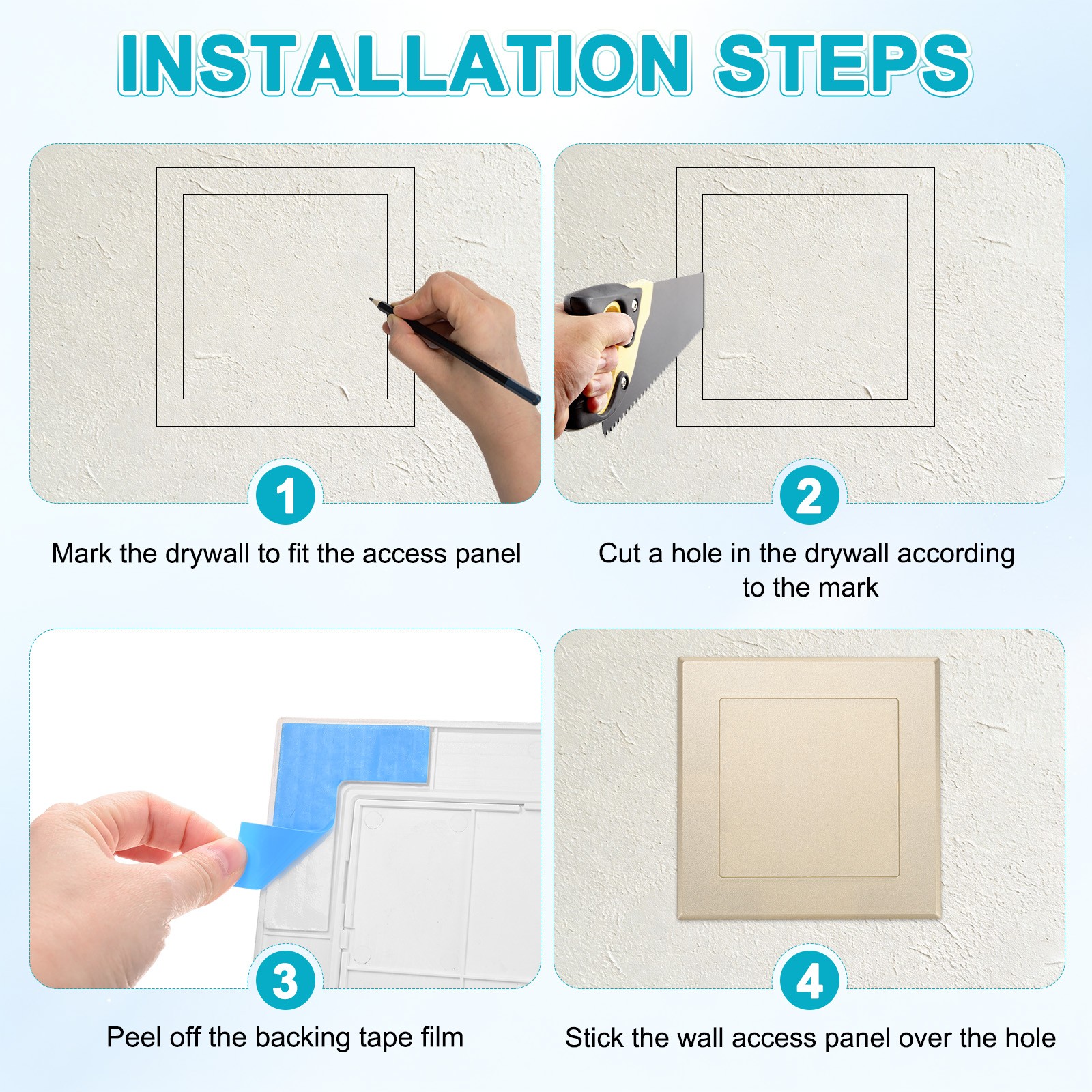 2-Pack Access Panel for Drywall, 5x5" Plastic Removable [Gold Tone, Square]