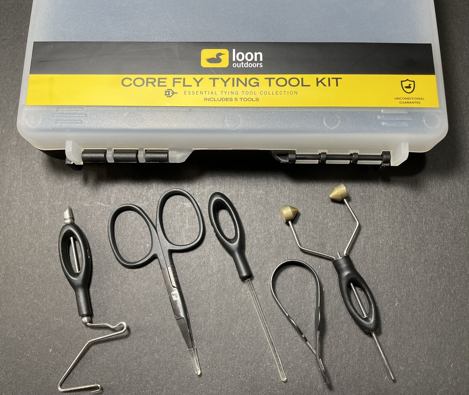 Loon Core Fly Tying Tool Kit (black) Includes 5 tools in a sturdy travel case.