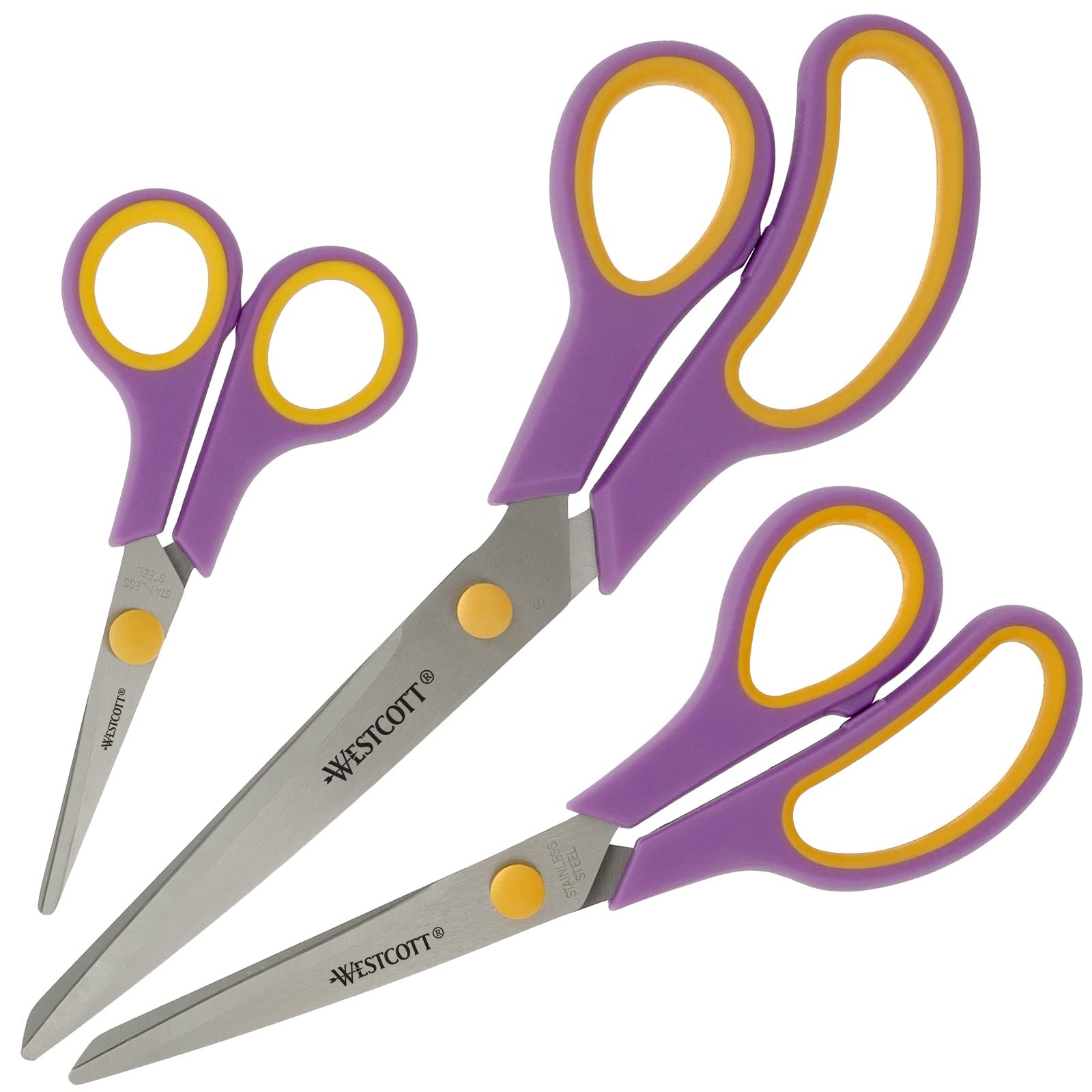 Westcott Soft Grip Scissors 5.5", 3, 8, 20, 1 and 24.7 cm, Stainless Steel Sciss