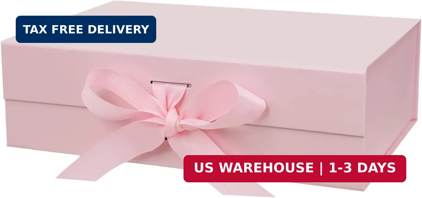 DaiUni 10.5"X7.5"X3.1" Pink Magnetic Gift Box with Lid and Ribbon for Presents