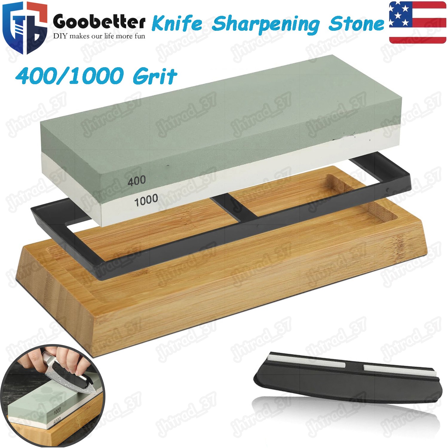 Knife Sharpening Stone Grit 400/1000 Dual Waterstone Knife Sharpener Non-Slip
