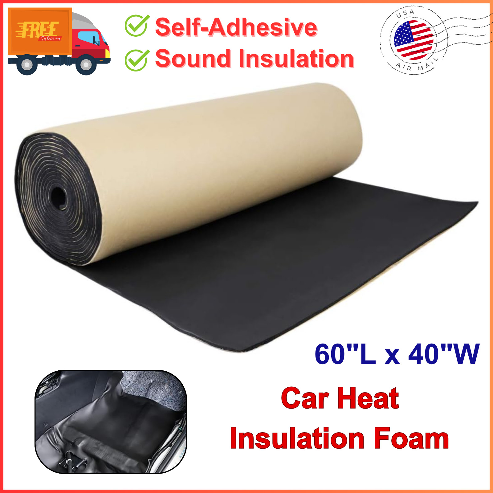 315mil 8mm 16.36sqft Car Heat Insulation Foam Sound Deadening Mat Self-Adhesive