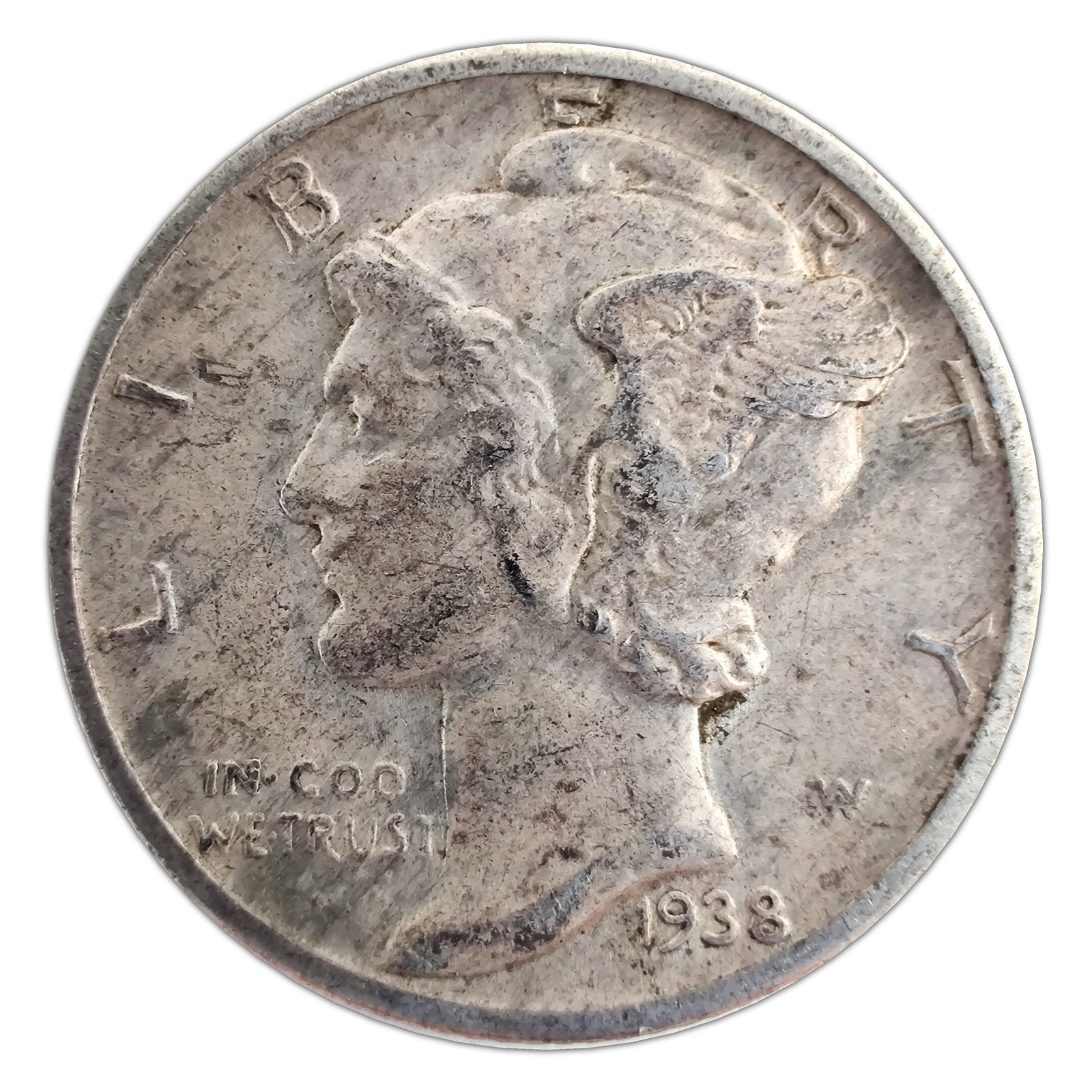 1938-P Mercury Dime VF Very Fine 90% Silver