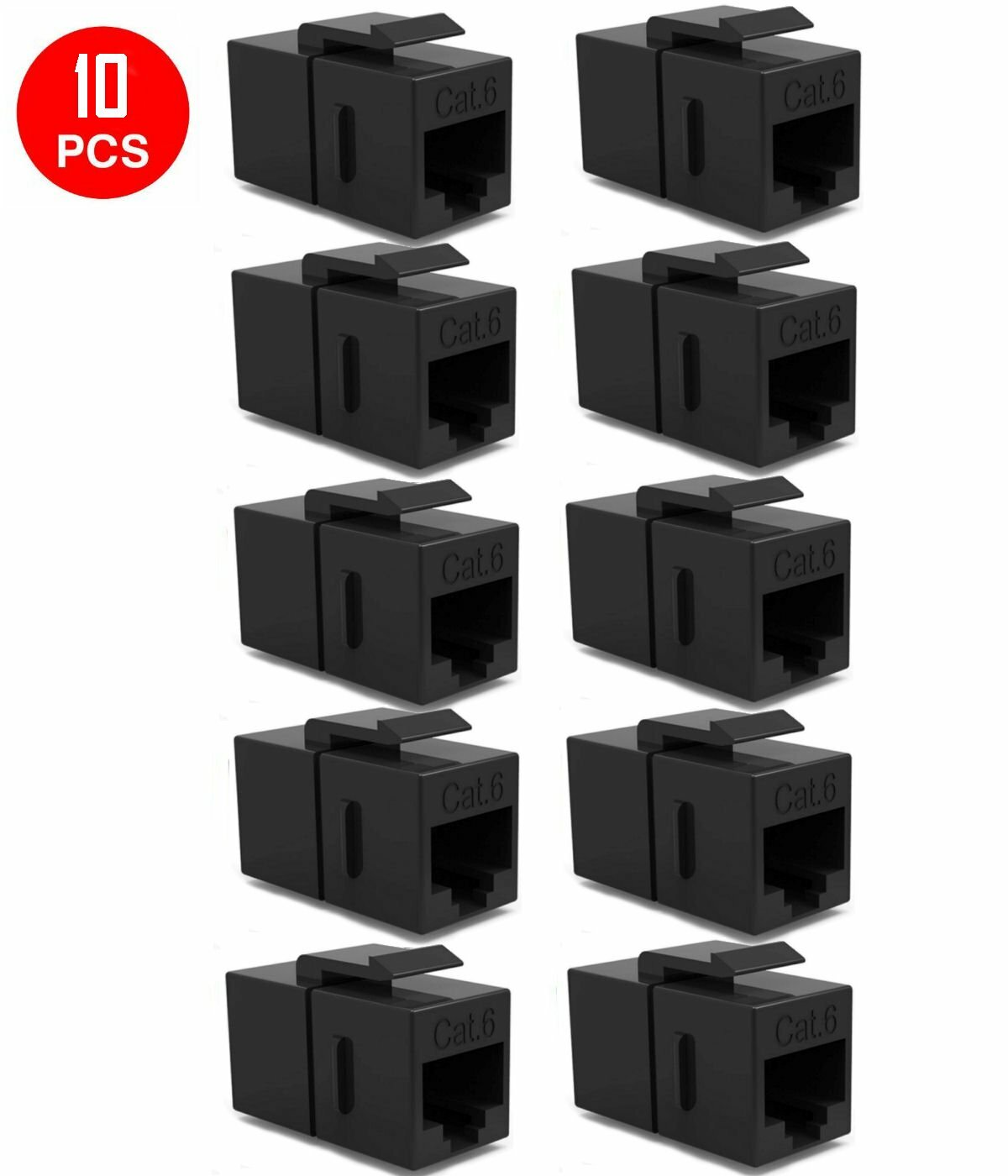 10 x CAT6 Keystone Ethernet RJ45 Network Coupler Cable Wall Plate Extender Black