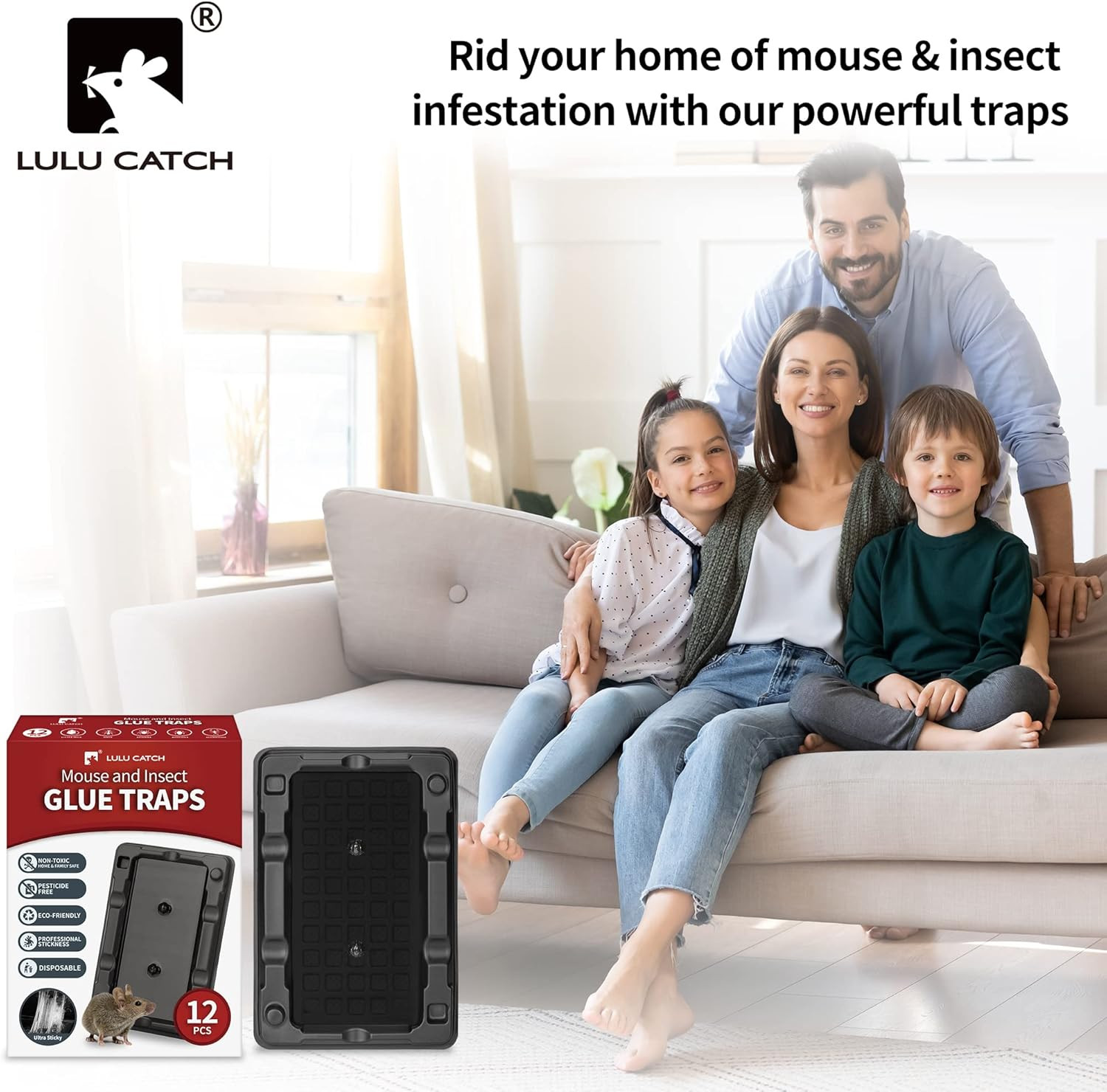 Mouse & Insect Traps 12 Pack, Heavier Sticky Traps with Non-Toxic Glue for Small