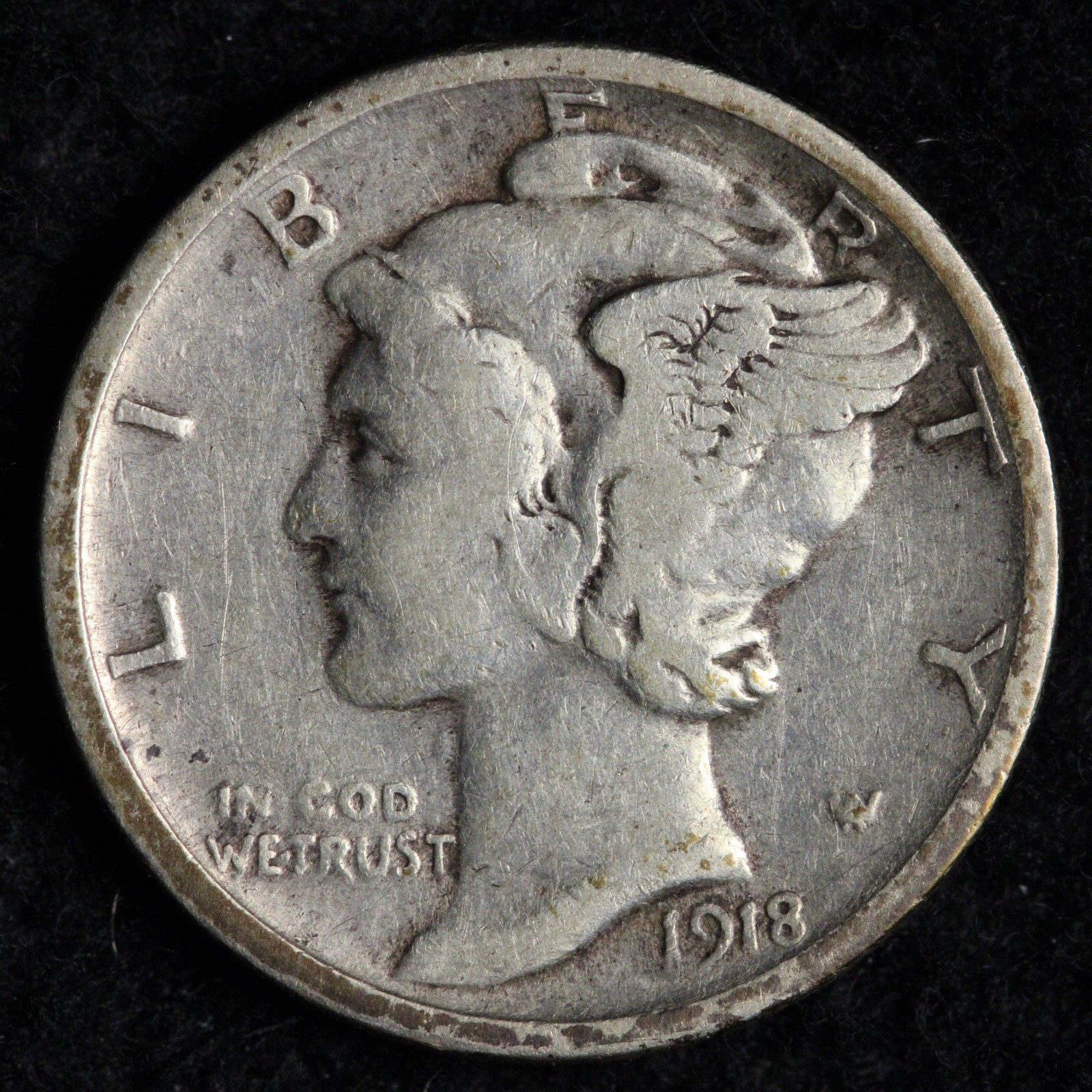1918-S Mercury Silver Dime XF E196 SDAB