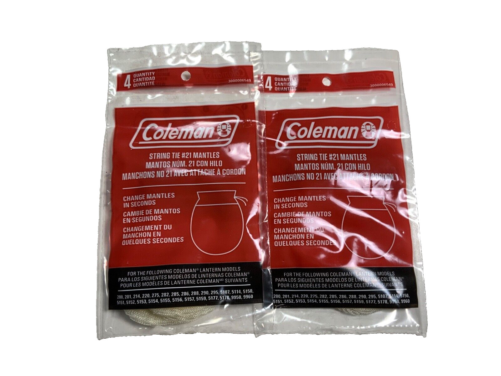 COLEMAN STRING TIE #21 LANTERN MANTLES  2PACKS 8 Mantles TOTAL SEALED