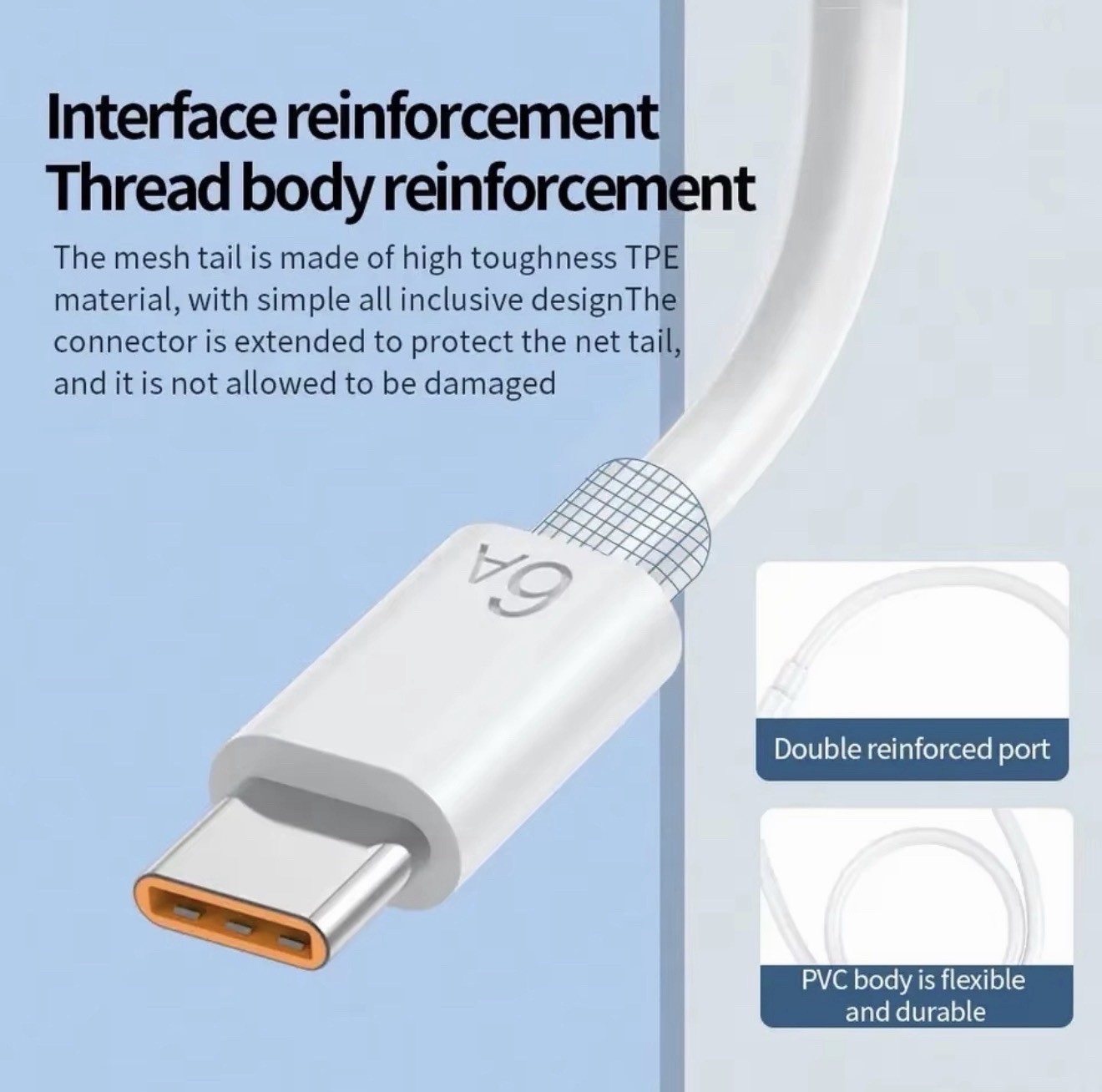USB-C to USB-A White Charging & Data Cable (3FT, 1M)