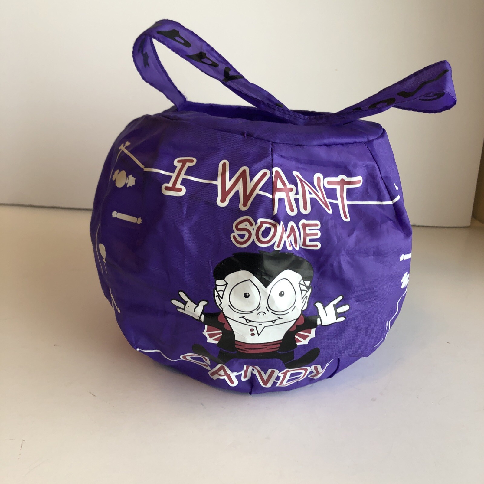 2 Gemmy Collapsible Purple Vampire Green Witch Baskets Candy Treat Buckets Pails