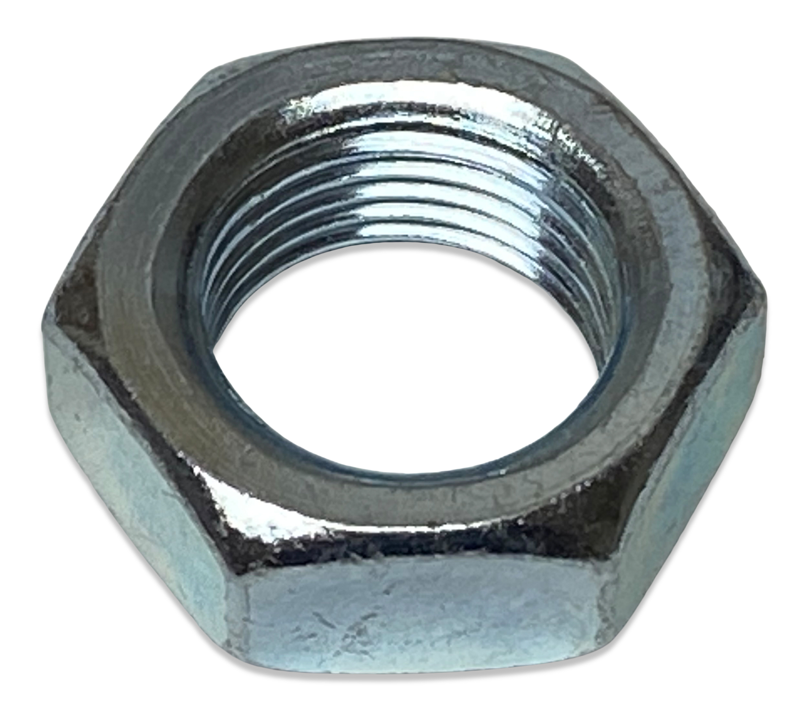 11/16"-18 LH Left Hand Steel Jam Nut with Silver Zinc Plated Finish