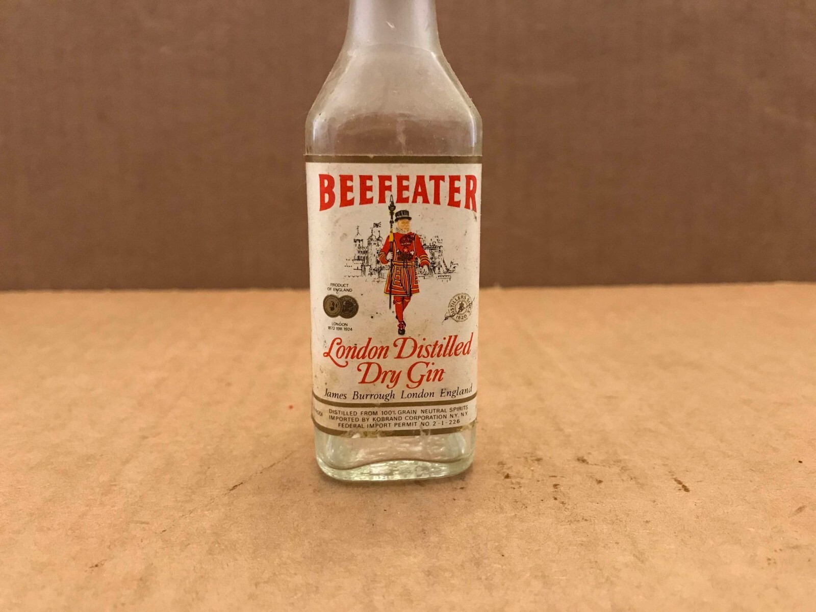 Vintage Beefeater Distilled London Dry Gin Empty Mini Bottle