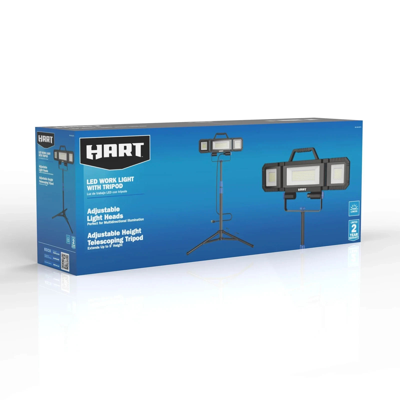 NEW HART Multi-Directional LED 3-Head Work Light, 7000 Lumens, Adjustable Tripod