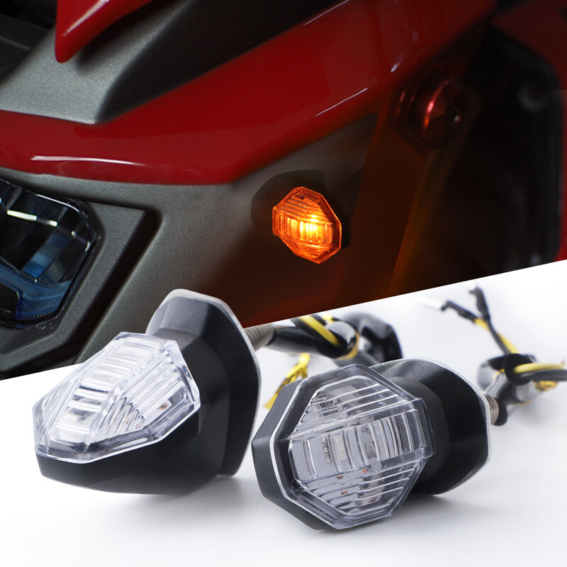4x Clear Motorcycle Mini LED Turn Signal Light Blinker Amber Indicator Universal