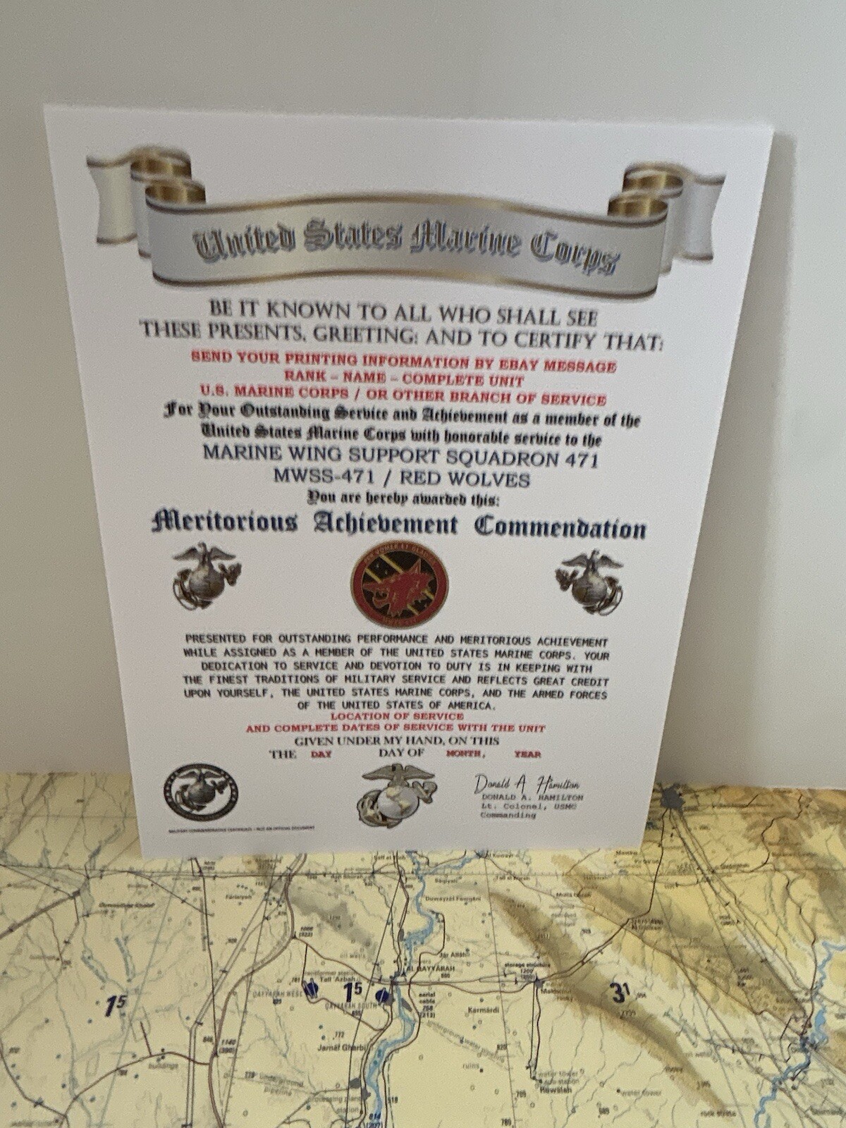 U.S.M.C. / 471ST WING SUPPORT SQUADRON / MERITORIOUS ACHIEVEMENT COMMENDATION