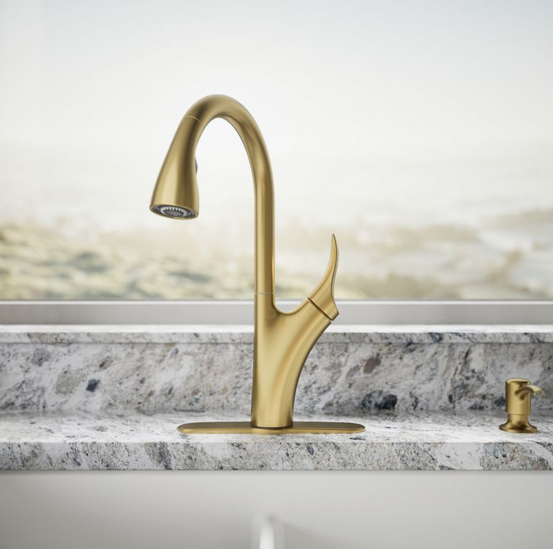 Kohler Brushed Gold Transitional Pull Down Kitchen Faucet 1PREC26448-SD-2MB-AA