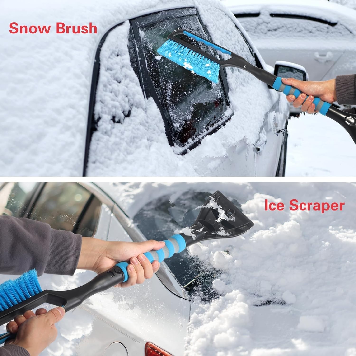 Ergonomic 26.4" Ice Scraper & Snow Brush for Vehicles - Winter Essentials