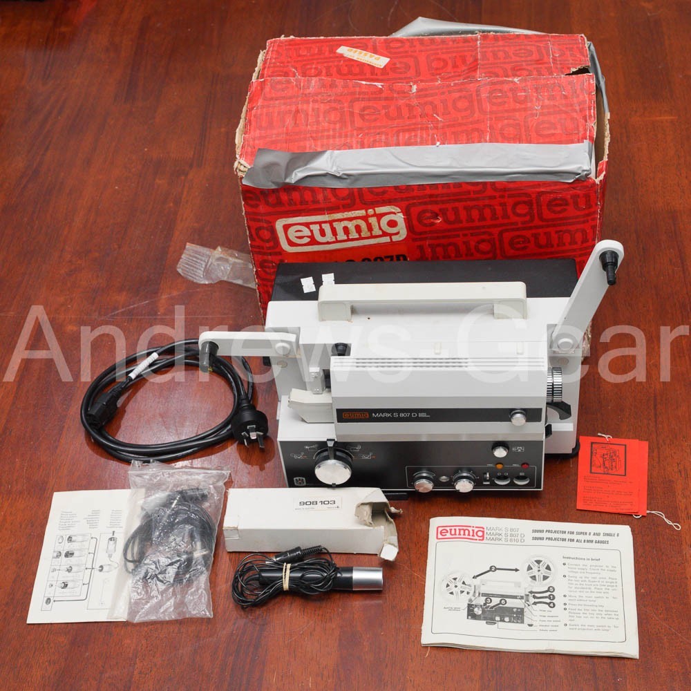 Vintage Eumig Mark S 807 D Dual Sound Projector - Super 8/8mm - Original Box & M