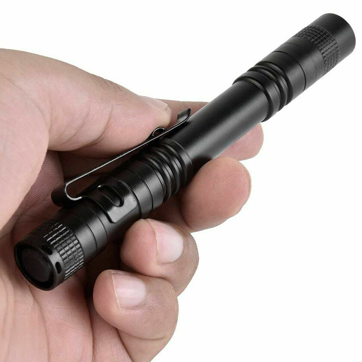5Pcs LED Flashlight Portable Pen Torch Lamp Clip Mini Light Penlight US