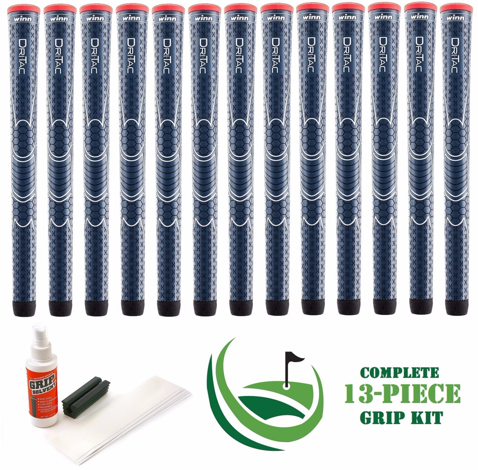 13 Winn Golf Dri-Tac Dritac AVS Soft Navy Blue Standard Size Grip + Install Kit