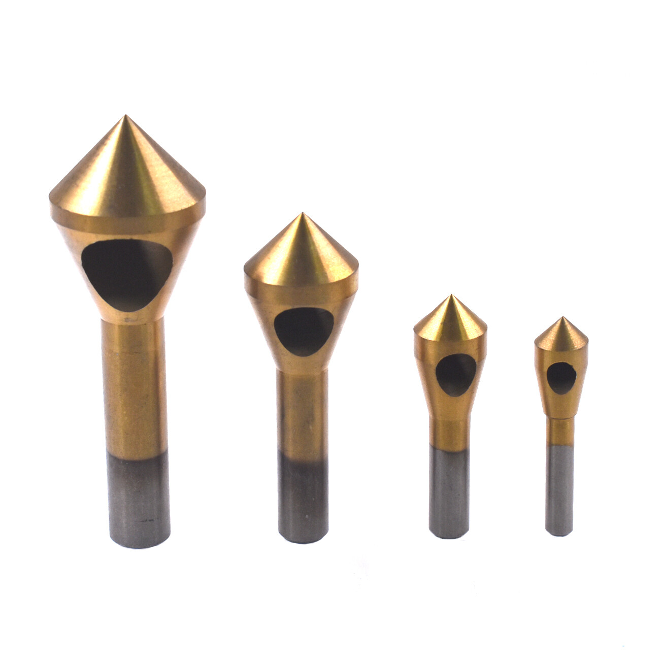 4Pcs Chamfer Countersink Deburring Drill Bit Set Crosshole Cutting Metal Tool