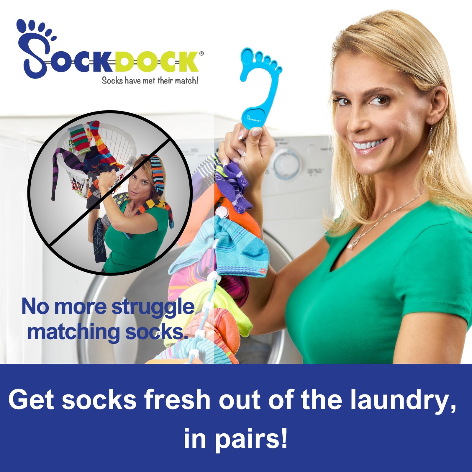 Sock Laundry Solution for Washing Drying & Storing Socks in Pairs Clip & Hold...