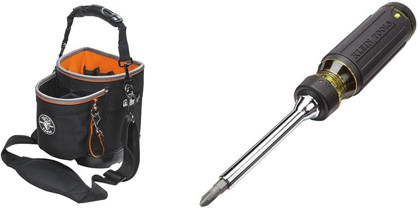 Versatile 14-Pocket Tool Bag with Shoulder Strap & 15-in-1 Screwdriver Set