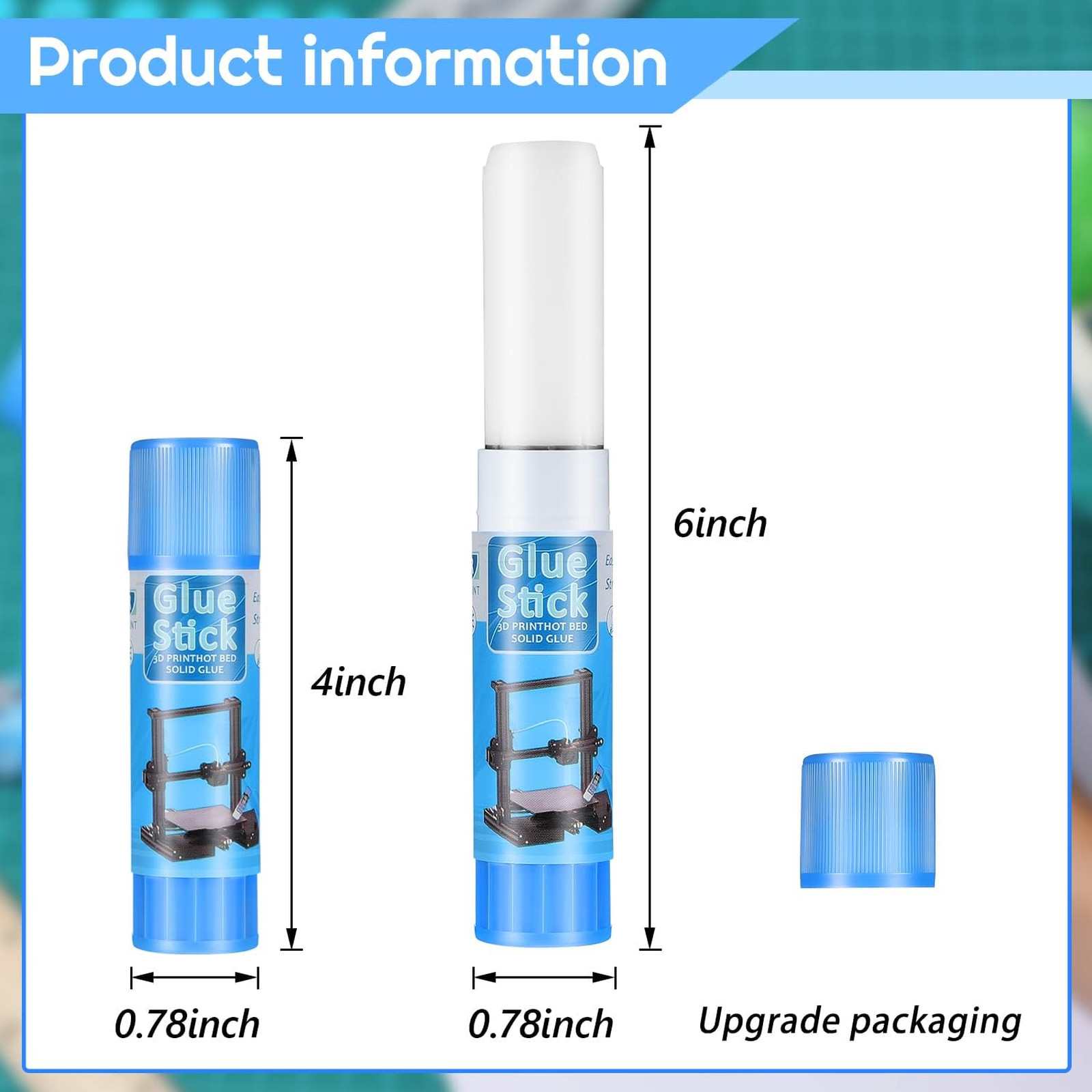 6 Pack 3D Printer Glue Sticks for Hot Bed PVP Adhesive Solid Glue for PLA ABS