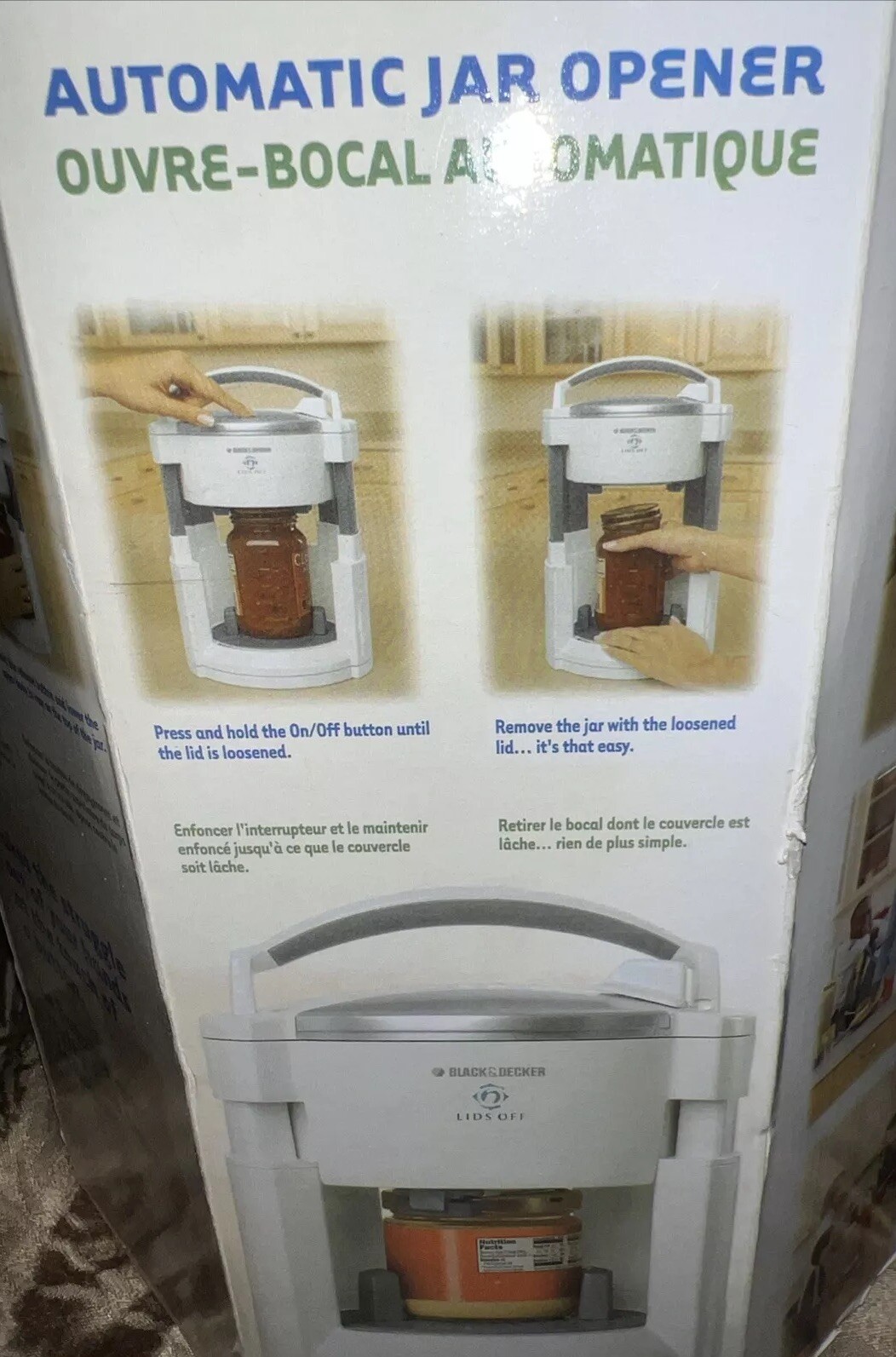 Black & Decker Lids Off Automatic Jar Opener JW200 White EUC