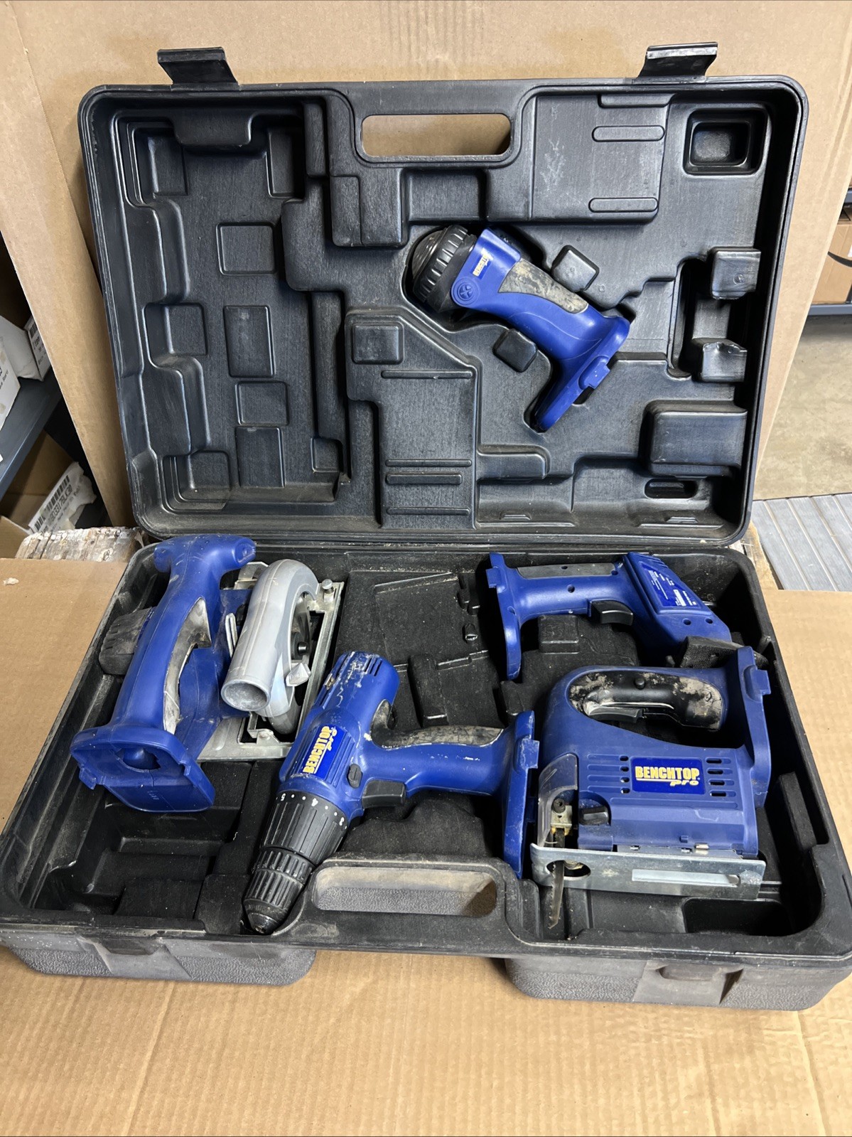 Benchtop Pro Battery Power Tools Set w/ Sander Drill,Jigsaw, Saw Tools Only.
