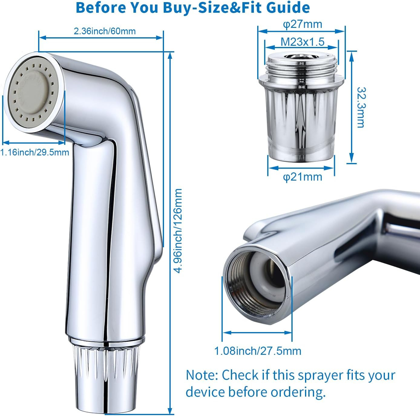 Kitchen Sink Sprayer Replacement Head, Side Spray Attachment for Faucet, Pull Ou