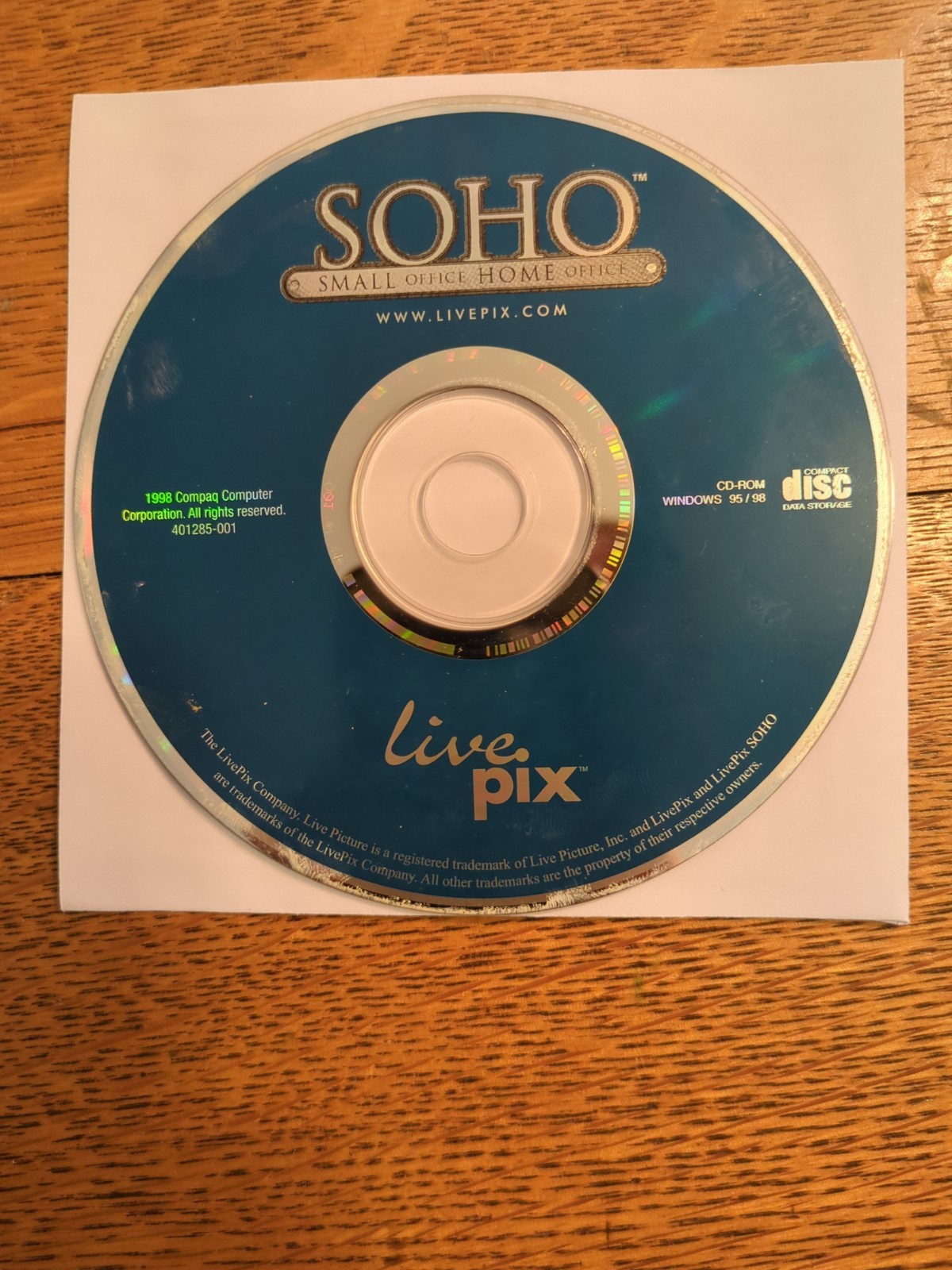 VINTAGE COLLECTIBLE SOHO Live Pix (PC, 1998) Disc Only