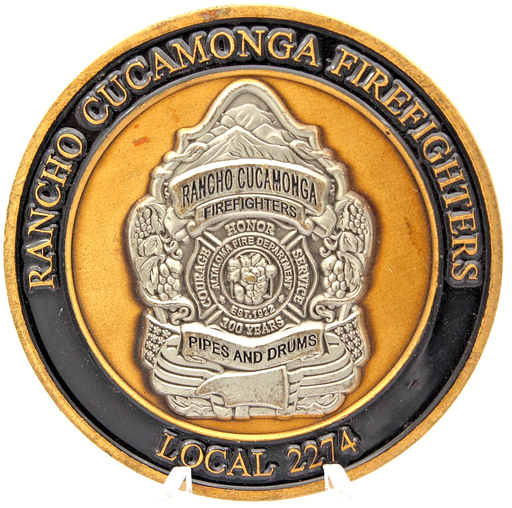 Rancho Cucamonga Firefighters Local 2274 Pipes & Drums Challenge Coin 2"
