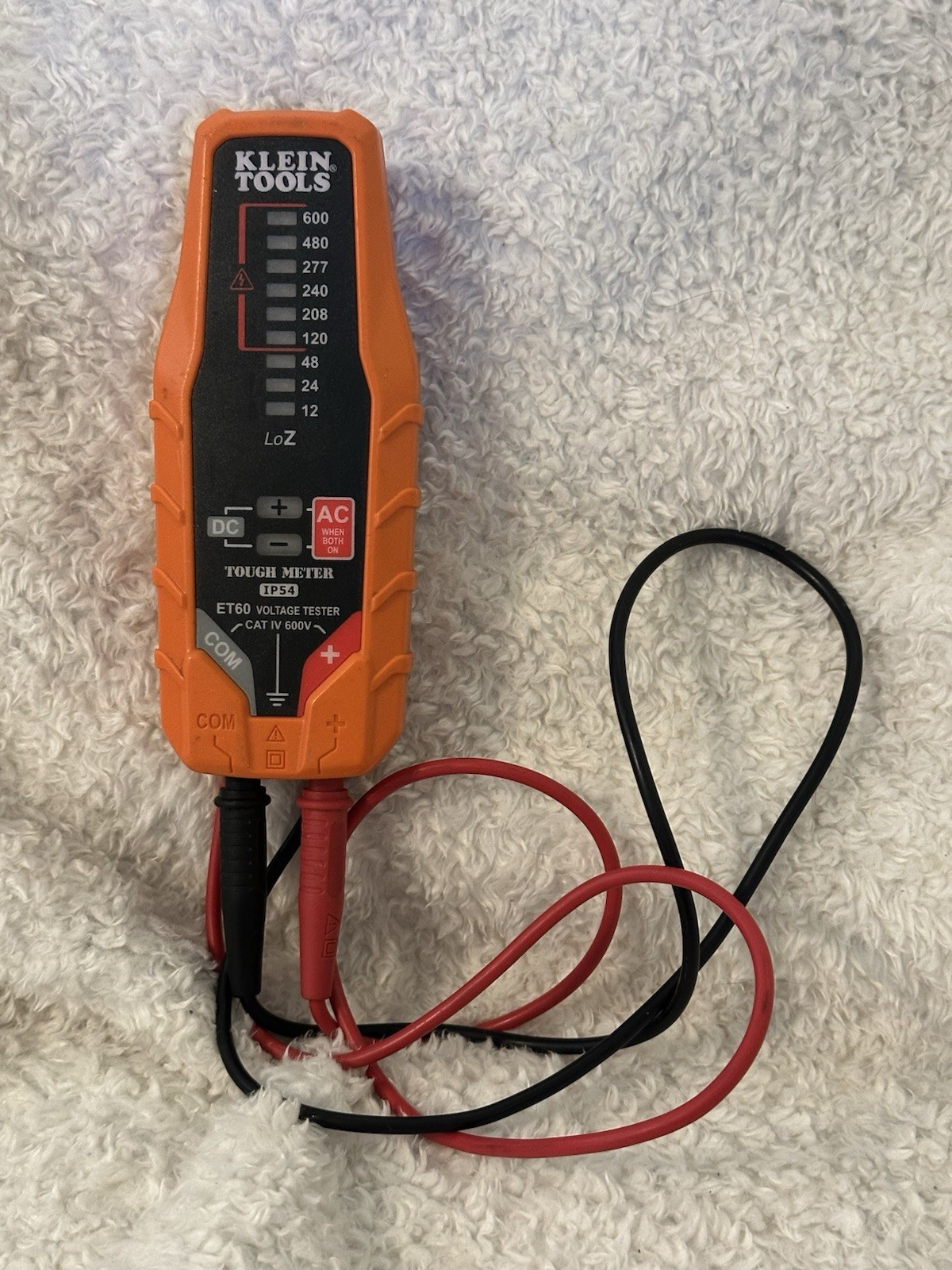 Klein Tools ET60 Voltage Tester DC AC Tough Meter IP54 CAT IV 600V Tested Works