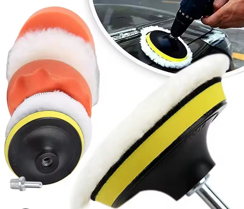 4 Inch Drill Car Polisher Wool Car Polishing Sponge Pads Kit Reusable Polishing